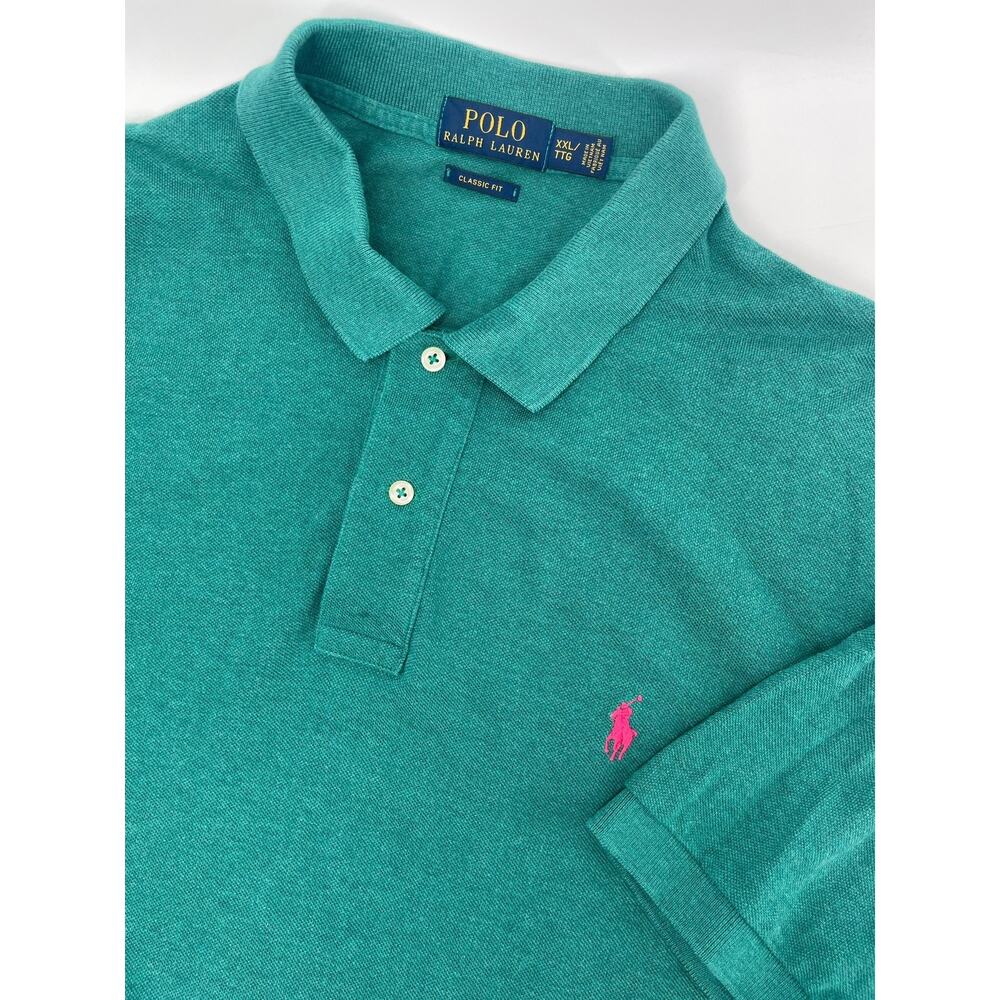 VNTG 80’s Polo Ralph Lauren Shirt Men’s XXL TTG Emerald Green Pink Pony Logo